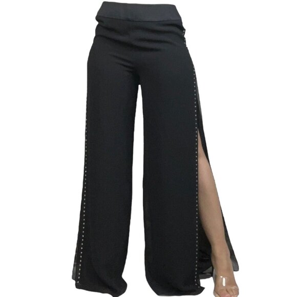 JS COLLECTION BEDAZZLED BLACK DRESS PANTS - Picture 3 of 7